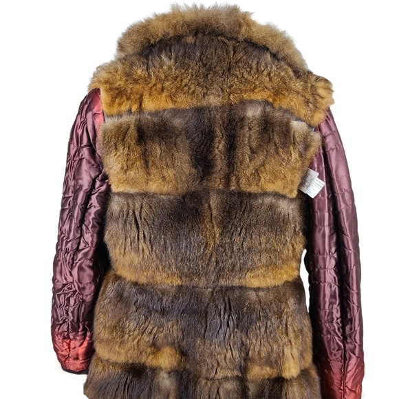 Rajac Vintage Brown Leather Fur Coat - Picture 8 of 13